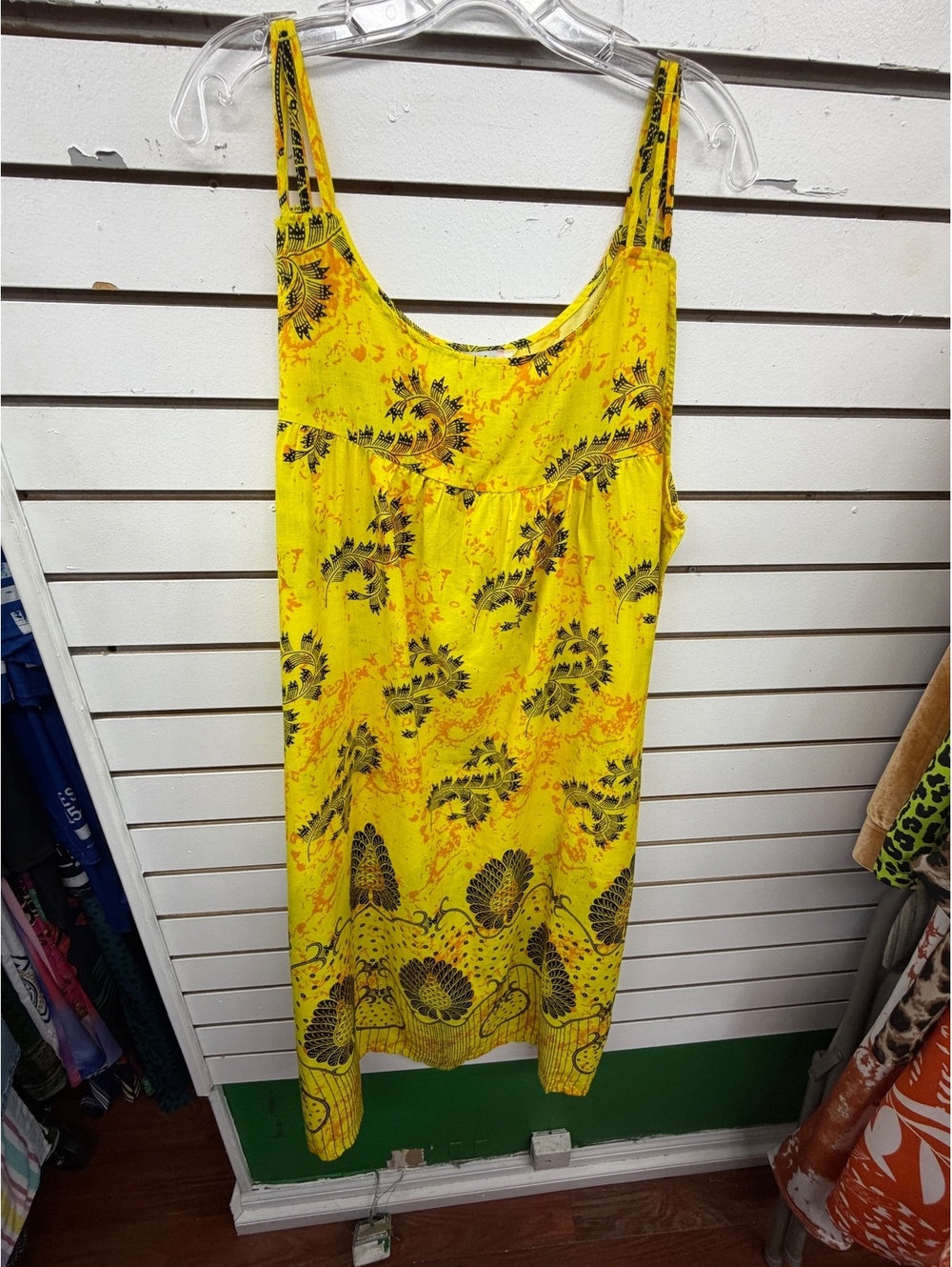 Just Love Yellow Black Print Sleeveless Midi Dress Size 2X